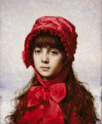 The Red Bonnet by Alexei Alexevich Harlamoff