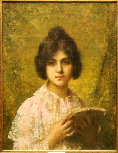 Young Woman Holding a Book by Alexei Alexevich Harlamoff