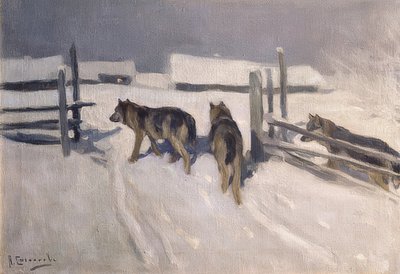 Wolves. Winter Night. Around 1910 by Alexei Steipanovitch Stepanov