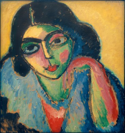 Black Hair on Yellow Background by Alexej von Jawlensky