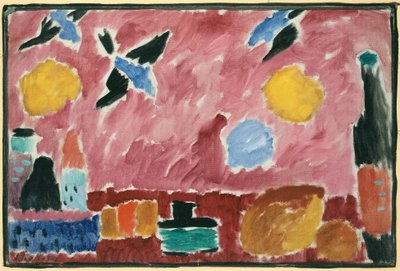 With Red Swallow-Patterned Wallpaper, 1915 by Alexej von Jawlensky
