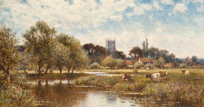 Cattle watering, Kempstead-on-Thames by Alfred Augustus Glendening