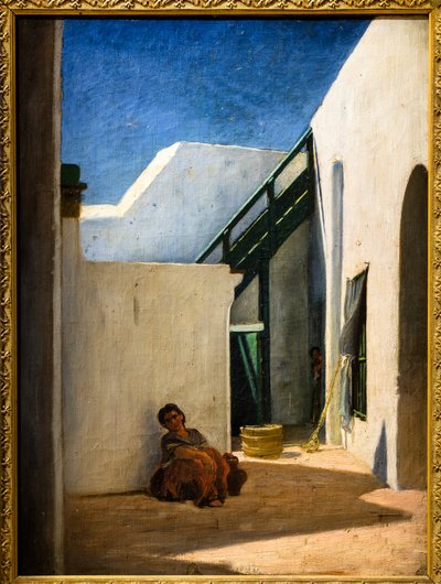 Moroccan House Courtyard by Alfred Dehodencq