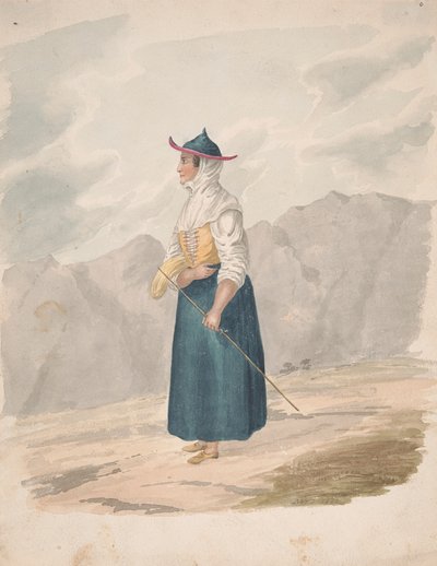 Peasant Woman with Staff, La Palma by Alfred Diston
