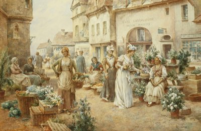 A Flower Market, France, 1900 by Alfred Glendening