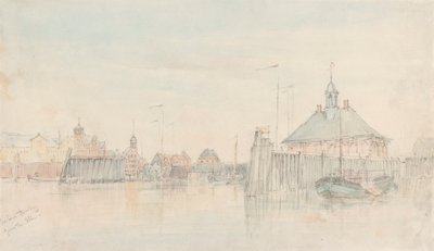 Harbour, Hamburg from the Elbe by Alfred Gomersal Vickers