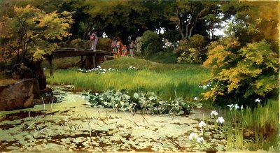 Pond in the Garden of Raku-Raku-Tei, Hikone by Alfred Parsons