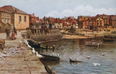 Seagulls in the Harbour, St Ives by Alfred Robert Quinton