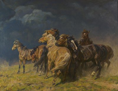 Horses in the Storm Wind by Alfred Roloff