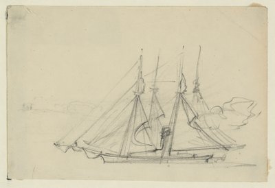 Two Sailing Ships by Alfred Rudolph Waud
