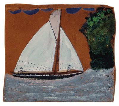 Sailboat with brown sky by Alfred Wallis