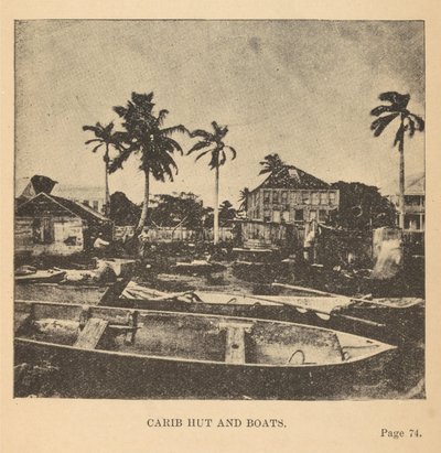 Carib Hut and Boats by Alice D. Le Plongeon