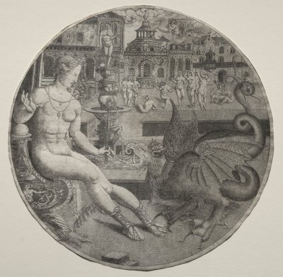 Naked Woman and a Dragon by Allaert Claesz