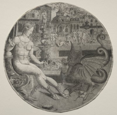 Naked Woman and a Dragon by Allaert Claesz