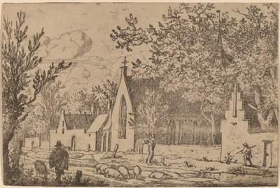 Swine Herd near a Chapel by Allart van Everdingen