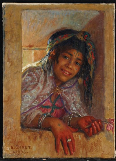 Girl at the window by Alphonse Etienne Dinet