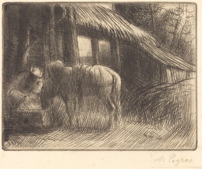 Drinking Trough, 2nd plate by Alphonse Legros