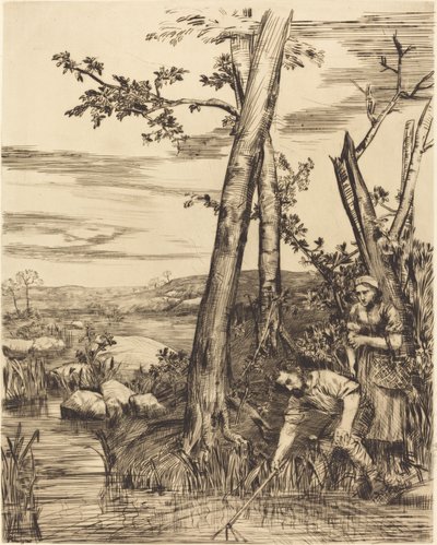 Fishing for Crayfish by Alphonse Legros