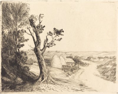 Landscape with Haystacks by Alphonse Legros