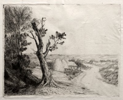 Landscape with Strawstacks by Alphonse Legros