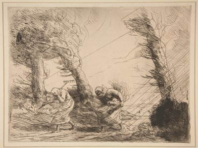 Moissonneuses surprises par l by Alphonse Legros