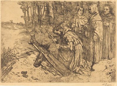 Monks Chopping Wood by Alphonse Legros