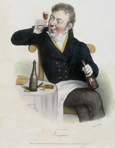 Wine Lover - Lithography by Noël by Alphonse Leon Noel