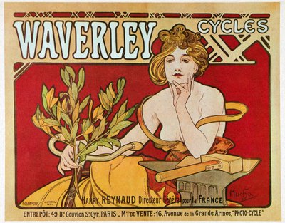 Poster advertising Waverley cycles by Alphonse Mucha