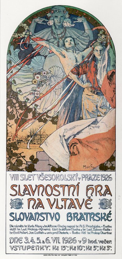 8th Sokol Festival in Prague Poster, 1925 by Alphonse Mucha