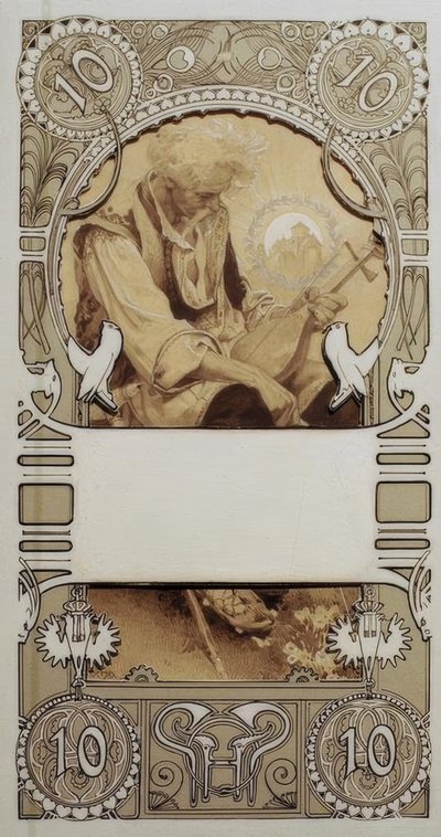 Stamp Design in Two Parts by Alphonse Mucha