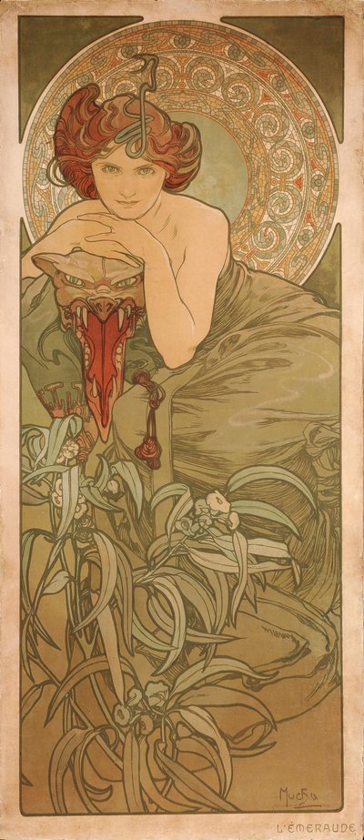 Emerald from the series The Gems by Alphonse Mucha