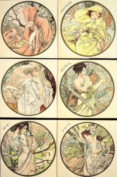 January / February / March / April / May / June by Alphonse Mucha