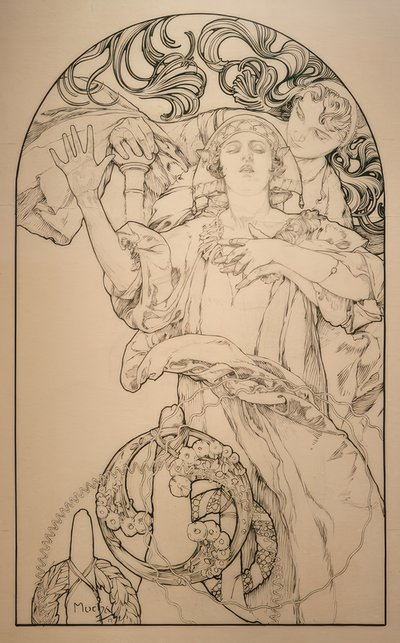 Cinema with Wurlitzer Organ by Alphonse Mucha