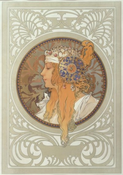 Byzantine Head: Blonde by Alphonse Mucha