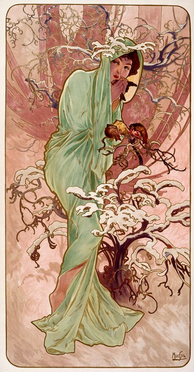 Winter by Alphonse Mucha
