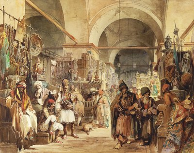 In the Bazaar, 1854 by Amadeo Preziosi