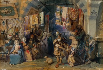 The Bazaar, Constantinople by Amadeo Preziosi