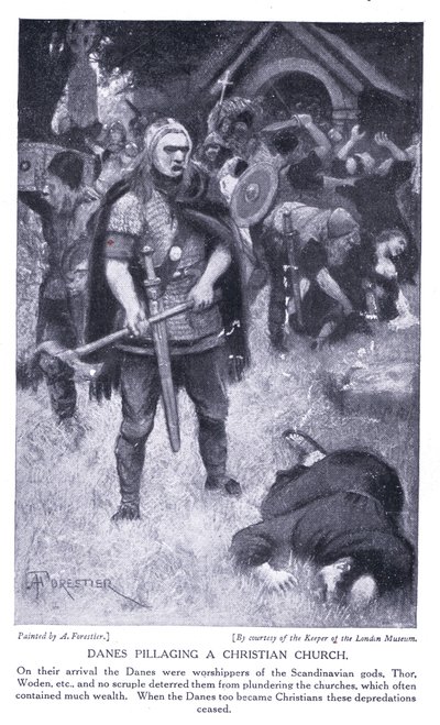 Danes pillaging a christian church by Amedee Forestier