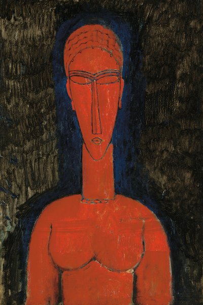 Red Bust, Caryatid by Amedeo Modigliani