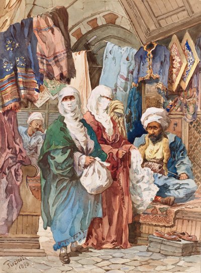 The Silk Bazaar by Amedeo Preziosi