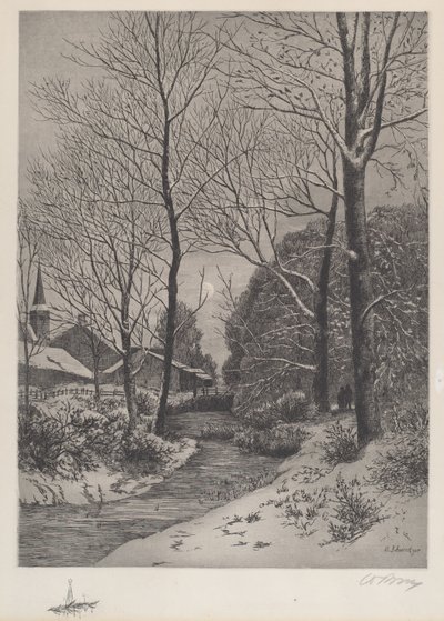 Moonlit Stroll in Winter by American 19th Century