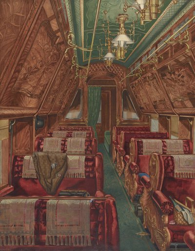 Interior of Pullman Coach, 1888 by American 20th Century