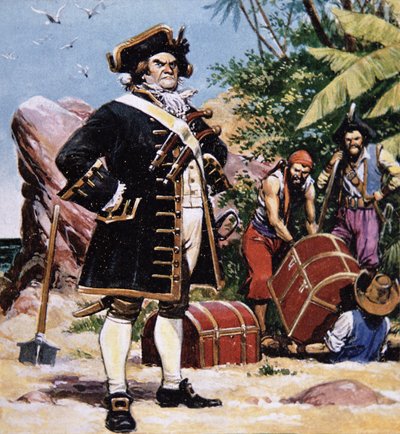 Pirate chief burying treasure by American Photographer