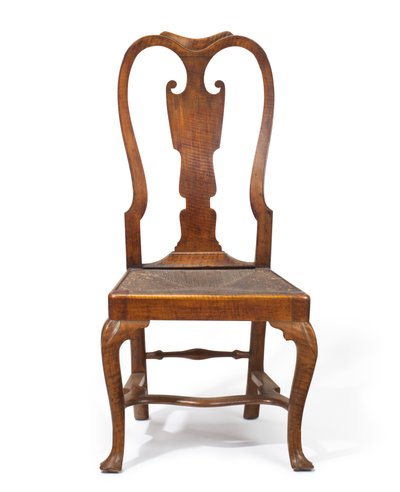 A Queen Anne Figured Maple Side Chair by American School