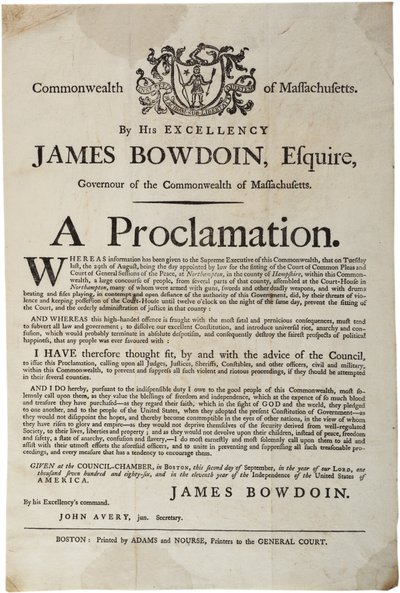 A proclamation, 2nd September 1786 by American School