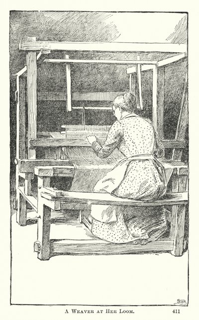 A Weaver at Her Loom by American School