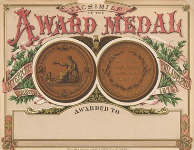 Award Medal, Centennial Exhibition Scrapbook by American School
