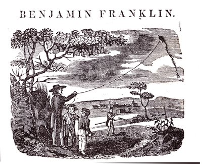 Benjamin Franklin Conducts His Kite Experiment by American School