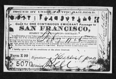 Cheap emigrant railroad ticket, c.1870 by American School