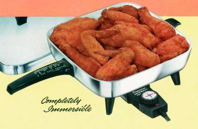 Chicken Frying in a Retro Electric Pan by American School